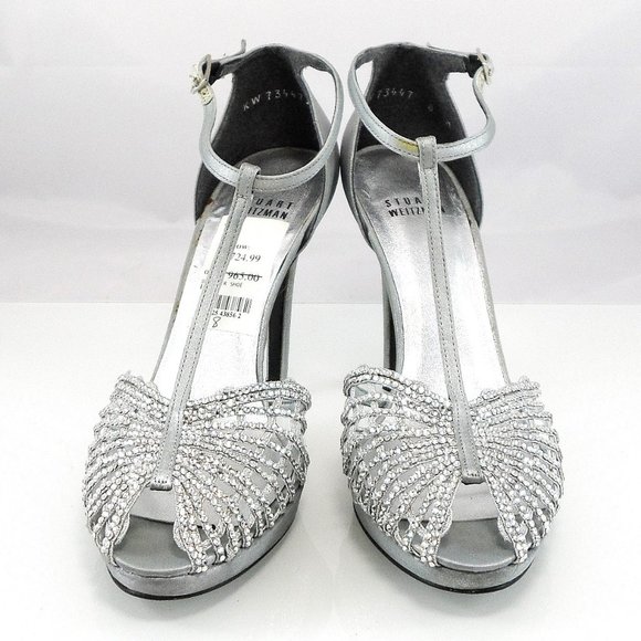 NIB$965 Stuart Weitzman Bridal Collection WeaveMe Swarovski Crystals Sandals 8 - Picture 4 of 16